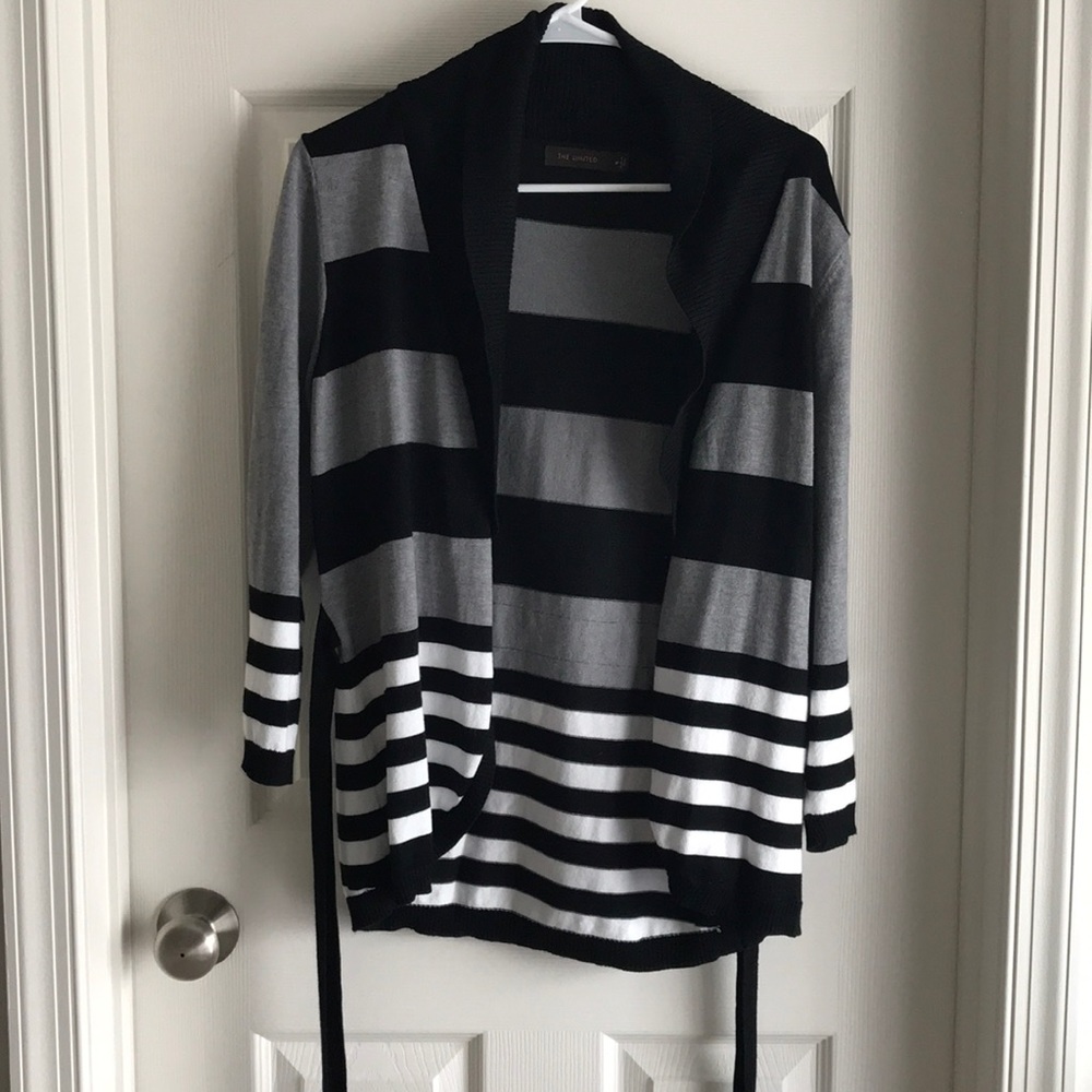 Striped sweater with belt
